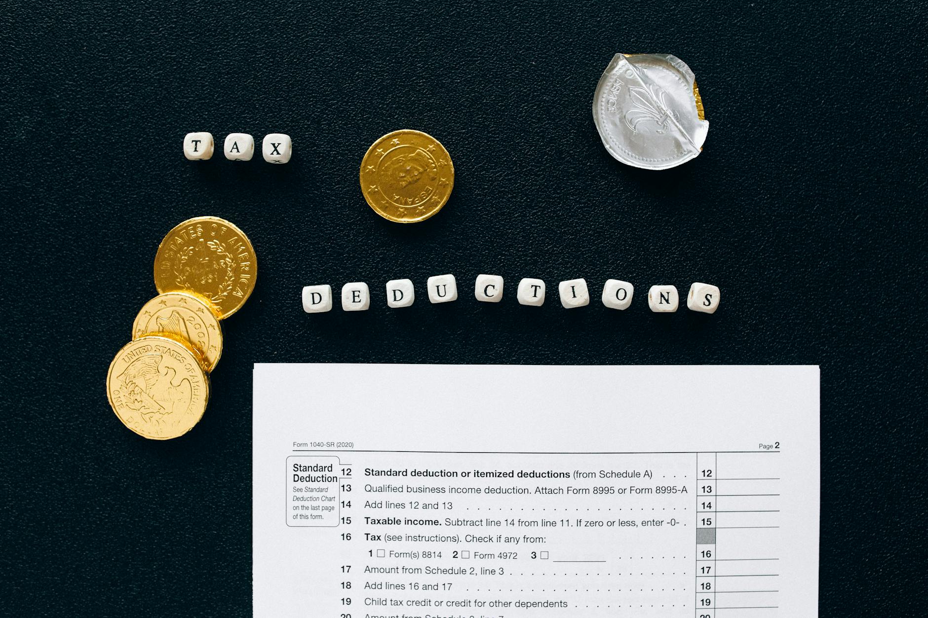 A tax worksheet comparing two deduction paths